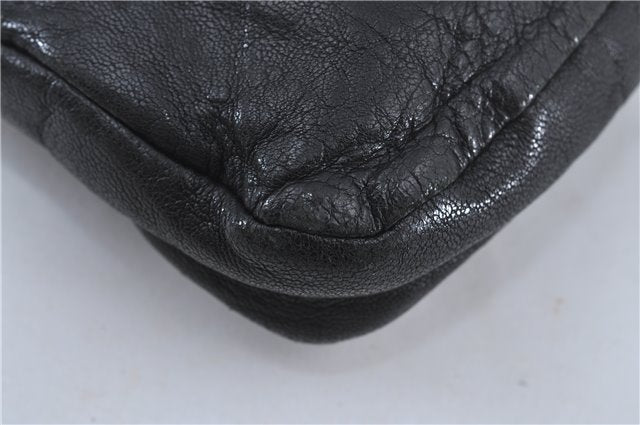 Authentic JIMMY CHOO Star Studs Leather Clutch Bag Purse Black J4571