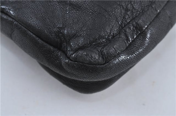 Authentic JIMMY CHOO Star Studs Leather Clutch Bag Purse Black J4571