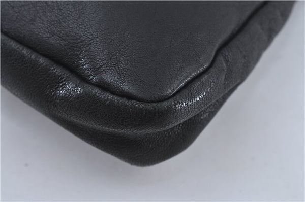 Authentic JIMMY CHOO Star Studs Leather Clutch Bag Purse Black J4571