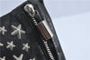 Authentic JIMMY CHOO Star Studs Leather Clutch Bag Purse Black J4571