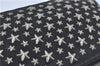 Authentic JIMMY CHOO Star Studs Leather Clutch Bag Purse Black J4571