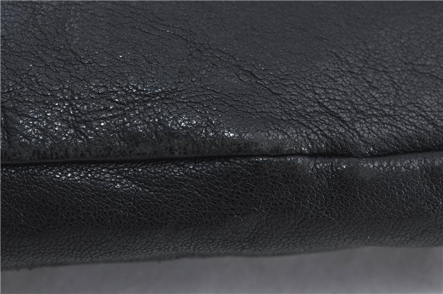 Authentic JIMMY CHOO Star Studs Leather Clutch Bag Purse Black J4571