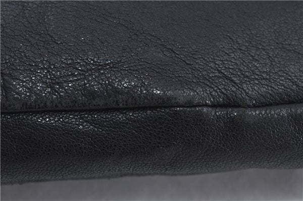 Authentic JIMMY CHOO Star Studs Leather Clutch Bag Purse Black J4571