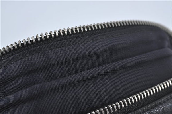 Authentic JIMMY CHOO Star Studs Leather Clutch Bag Purse Black J4571