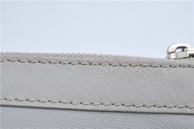 Authentic BALENCIAGA Classic Clip M Clutch Bag Purse Leather 273022 White J4606