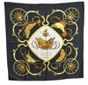 Authentic HERMES Carre 90 Scarf "SPRINGS " Silk Black J4614