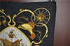 Authentic HERMES Carre 90 Scarf "SPRINGS " Silk Black J4614