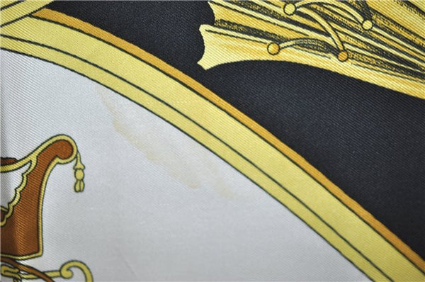 Authentic HERMES Carre 90 Scarf "SPRINGS " Silk Black J4614