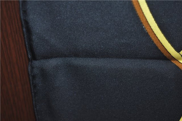 Authentic HERMES Carre 90 Scarf "SPRINGS " Silk Black J4614