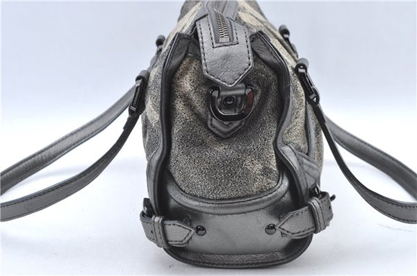 Authentic BURBERRY Check 2Way Shoulder Cross Body Bag Canvas Leather Gray J4649