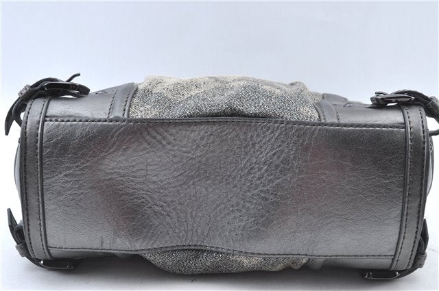 Authentic BURBERRY Check 2Way Shoulder Cross Body Bag Canvas Leather Gray J4649