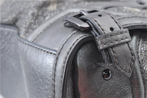 Authentic BURBERRY Check 2Way Shoulder Cross Body Bag Canvas Leather Gray J4649