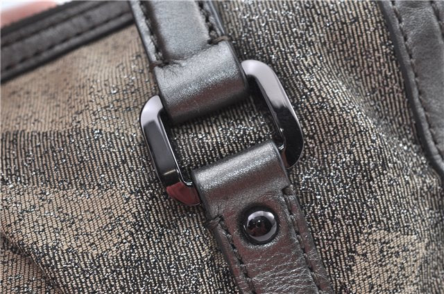 Authentic BURBERRY Check 2Way Shoulder Cross Body Bag Canvas Leather Gray J4649