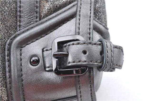 Authentic BURBERRY Check 2Way Shoulder Cross Body Bag Canvas Leather Gray J4649
