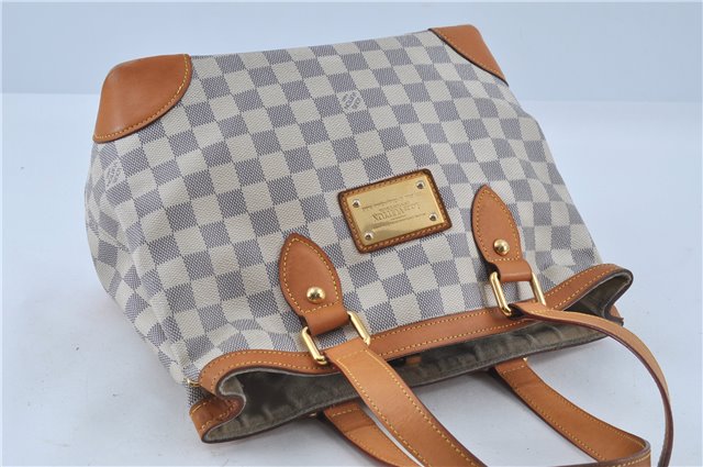 Authentic Louis Vuitton Damier Azur Hampstead PM N51207 Shoulder Tote Bag J4660