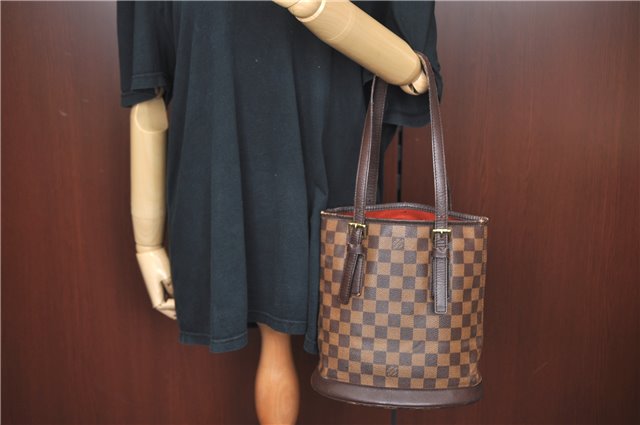 Authentic Louis Vuitton Damier Marais Bucket Shoulder Tote Bag N42240 LV J4664