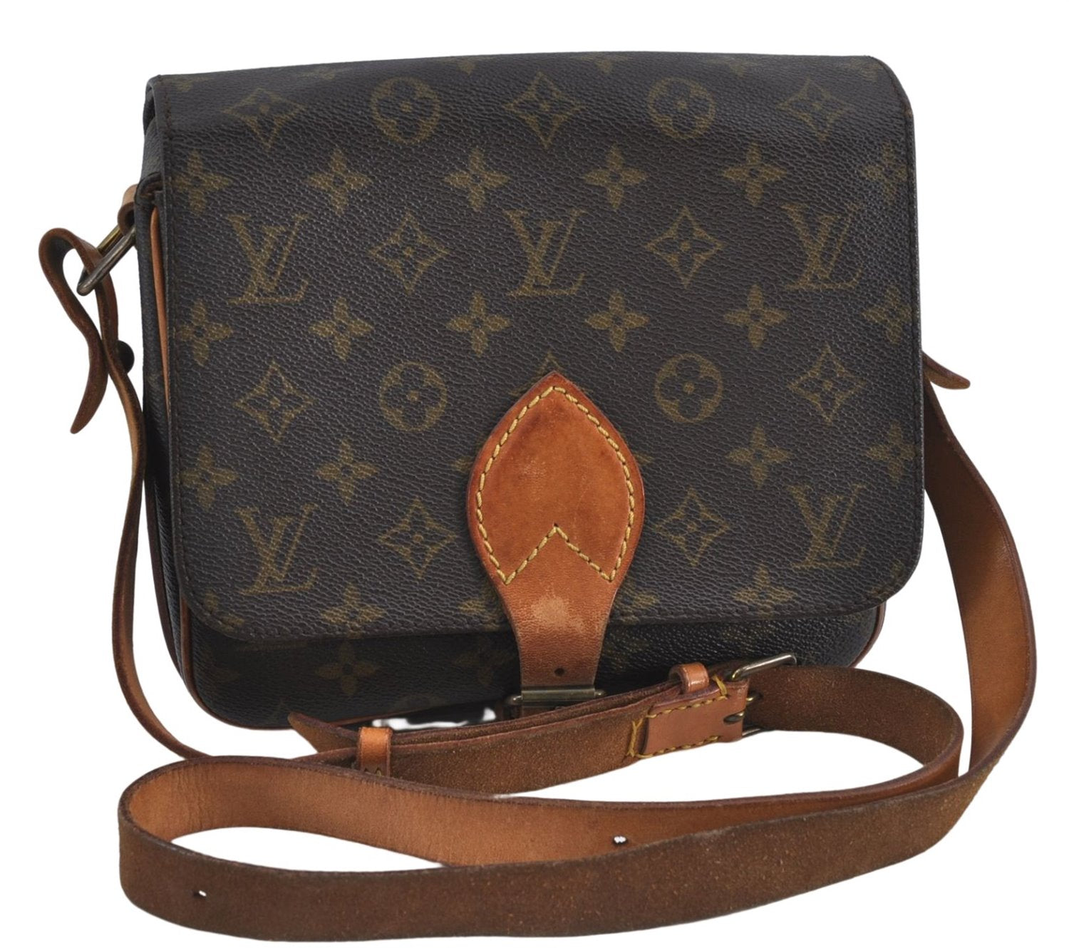 Authentic Louis Vuitton Monogram Cartouchiere MM M51253 Shoulder Cross Bag J4687