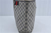 Authentic GUCCI Sherry Line GG Supreme Shoulder Tote Bag PVC Leather Navy J4696