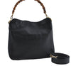Authentic GUCCI Bamboo 2Way Shoulder Cross Body Bag Purse Leather Black J4718