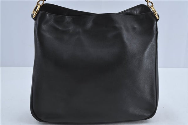 Authentic GUCCI Bamboo 2Way Shoulder Cross Body Bag Purse Leather Black J4718