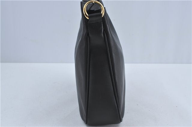 Authentic GUCCI Bamboo 2Way Shoulder Cross Body Bag Purse Leather Black J4718