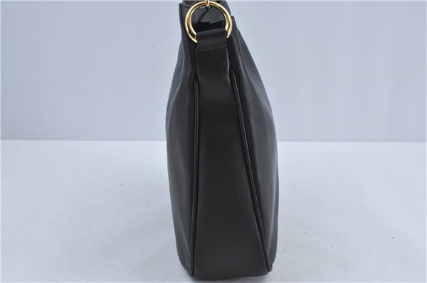 Authentic GUCCI Bamboo 2Way Shoulder Cross Body Bag Purse Leather Black J4718