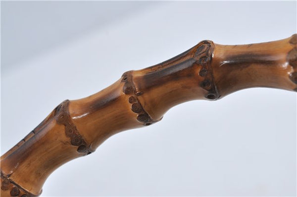 Authentic GUCCI Bamboo 2Way Shoulder Cross Body Bag Purse Leather Black J4718