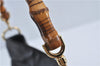 Authentic GUCCI Bamboo 2Way Shoulder Cross Body Bag Purse Leather Black J4718