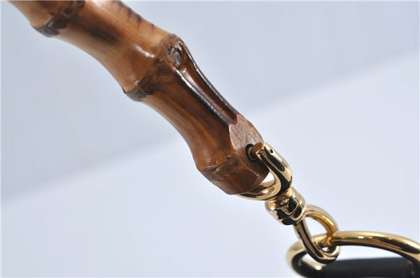 Authentic GUCCI Bamboo 2Way Shoulder Cross Body Bag Purse Leather Black J4718