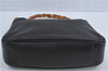Authentic GUCCI Bamboo 2Way Shoulder Cross Body Bag Purse Leather Black J4718