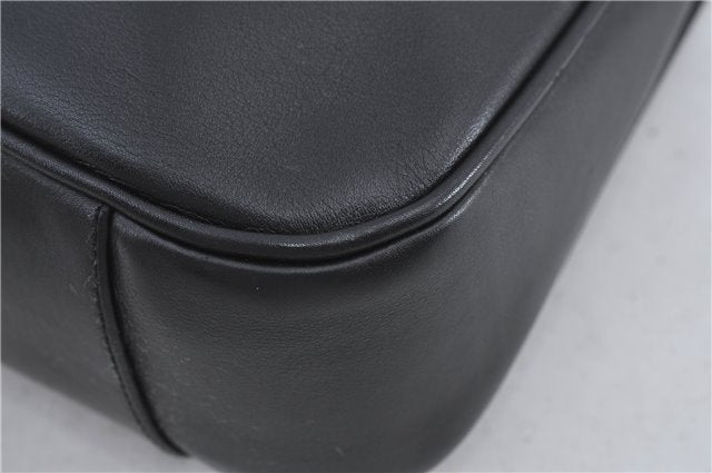 Authentic GUCCI Bamboo 2Way Shoulder Cross Body Bag Purse Leather Black J4718