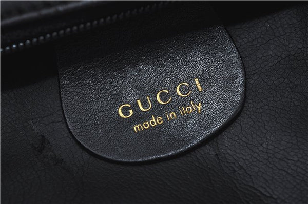 Authentic GUCCI Bamboo 2Way Shoulder Cross Body Bag Purse Leather Black J4718