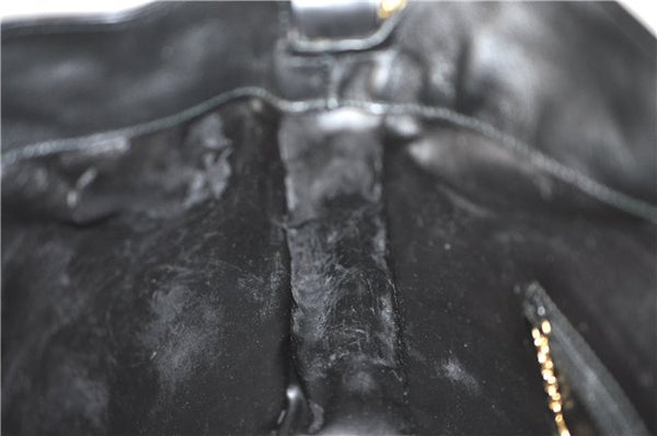 Authentic GUCCI Bamboo 2Way Shoulder Cross Body Bag Purse Leather Black J4718