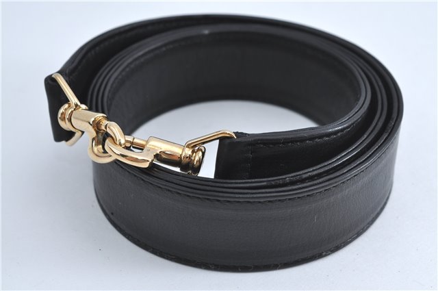 Authentic GUCCI Bamboo 2Way Shoulder Cross Body Bag Purse Leather Black J4718