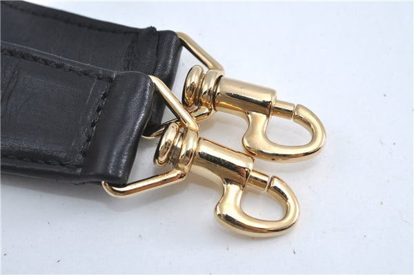 Authentic GUCCI Bamboo 2Way Shoulder Cross Body Bag Purse Leather Black J4718