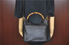 Authentic GUCCI Bamboo 2Way Shoulder Cross Body Bag Purse Leather Black J4718