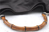 Authentic GUCCI Bamboo 2way Hand Shoulder Bag Nylon Leather Brown J4741