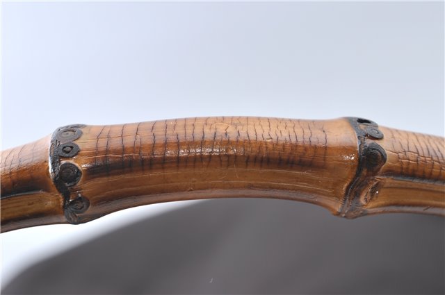 Authentic GUCCI Bamboo 2way Hand Shoulder Bag Nylon Leather Brown J4741