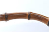 Authentic GUCCI Bamboo 2way Hand Shoulder Bag Nylon Leather Brown J4741