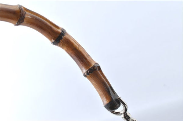 Authentic GUCCI Bamboo 2way Hand Shoulder Bag Nylon Leather Brown J4741