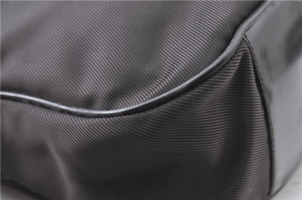 Authentic GUCCI Bamboo 2way Hand Shoulder Bag Nylon Leather Brown J4741