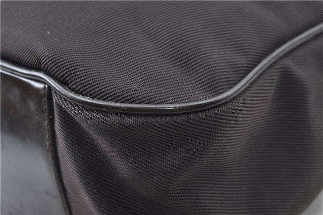 Authentic GUCCI Bamboo 2way Hand Shoulder Bag Nylon Leather Brown J4741