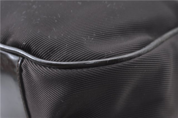 Authentic GUCCI Bamboo 2way Hand Shoulder Bag Nylon Leather Brown J4741