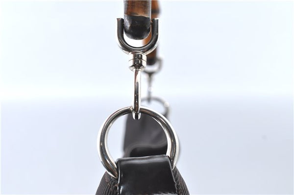 Authentic GUCCI Bamboo 2way Hand Shoulder Bag Nylon Leather Brown J4741