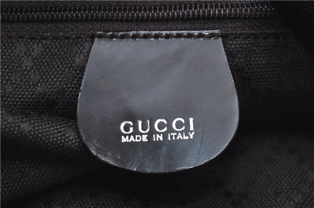 Authentic GUCCI Bamboo 2way Hand Shoulder Bag Nylon Leather Brown J4741
