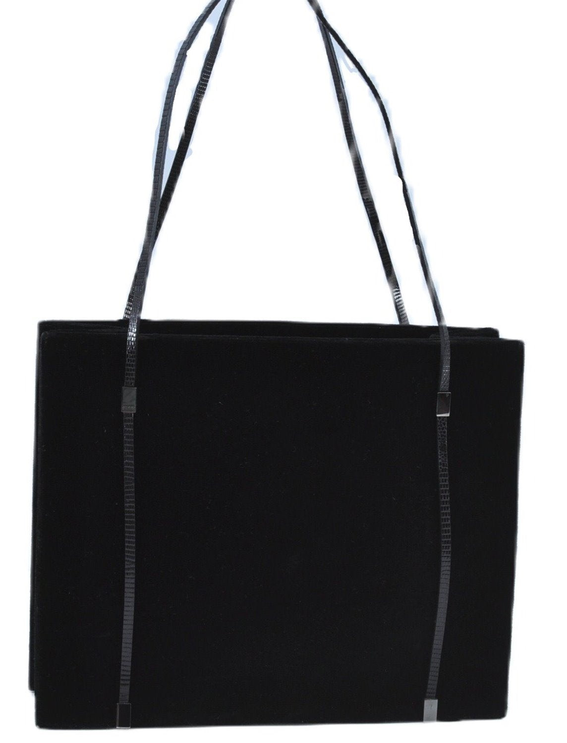 Authentic GUCCI Shoulder Hand Bag Purse Velour Leather Black J4748