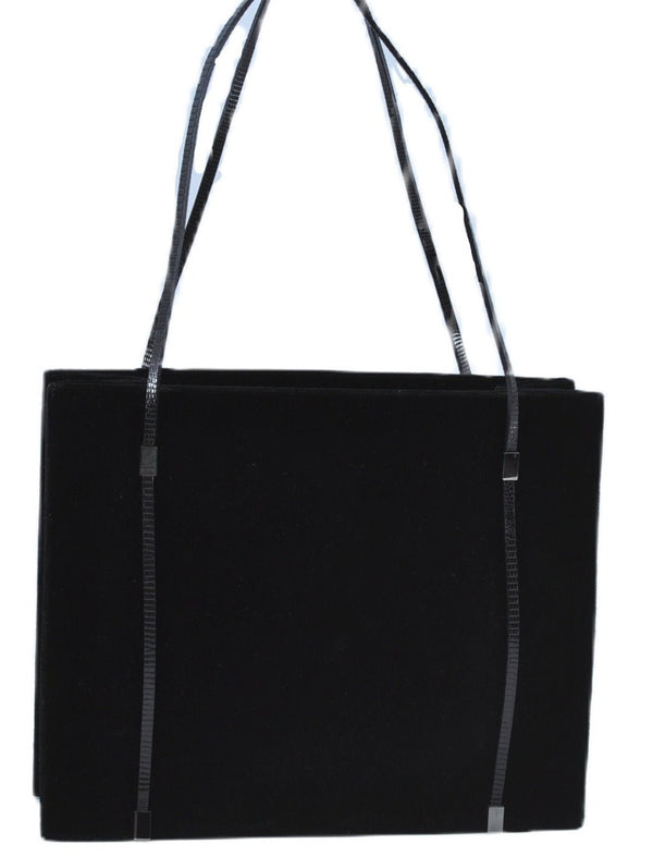 Authentic GUCCI Shoulder Hand Bag Purse Velour Leather Black J4748