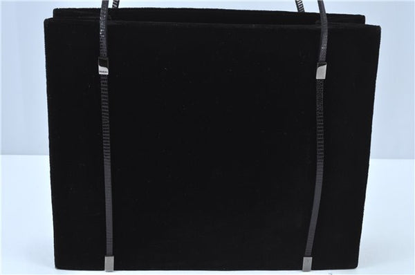 Authentic GUCCI Shoulder Hand Bag Purse Velour Leather Black J4748