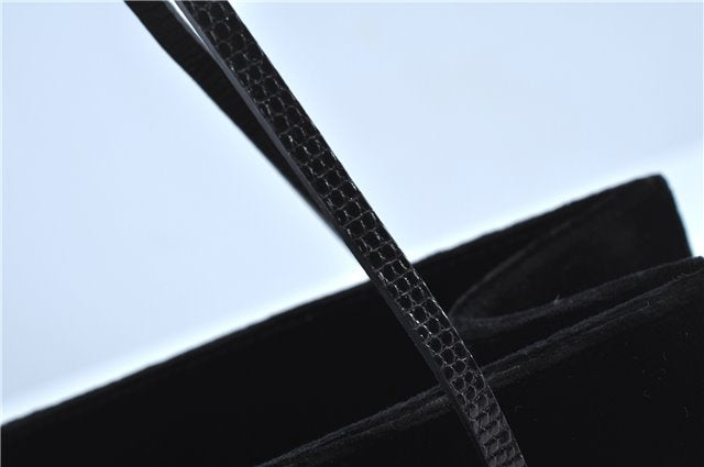 Authentic GUCCI Shoulder Hand Bag Purse Velour Leather Black J4748