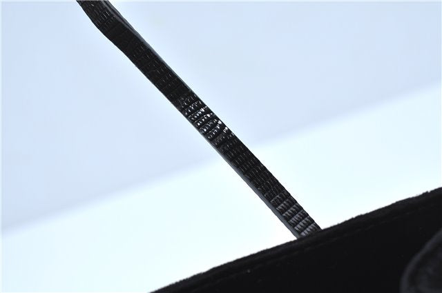 Authentic GUCCI Shoulder Hand Bag Purse Velour Leather Black J4748